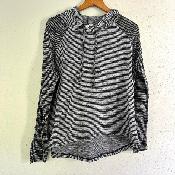 🦋 Cloud Chaser Grey Striped Long Sleeve Hooded Sweater XL - Picture 1 of 7